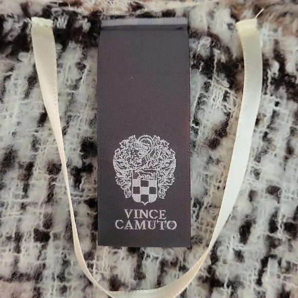 🛍Vince Camuto‎ Tan Brown 3/4 Sleeve Hooded Relaxed Shawl Fringe Sweater Womens - Picture 3 of 6